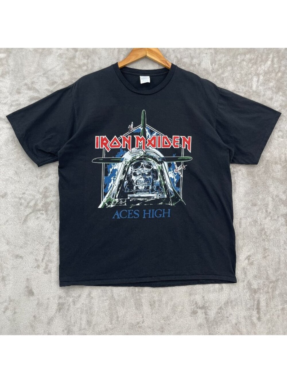 Iron Maiden Aces High Plane Pilot Graphic Tee Metal Band T Shirt Cotton